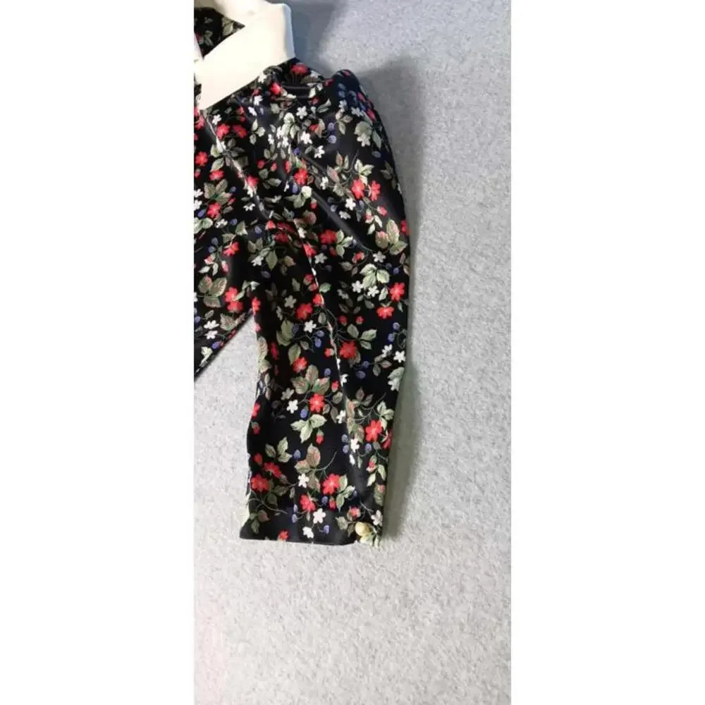 Homemade Grandmacore 3/4 Sleeve Midi Dress Womens Size Small Black Flowers... - Picture 6 of 10